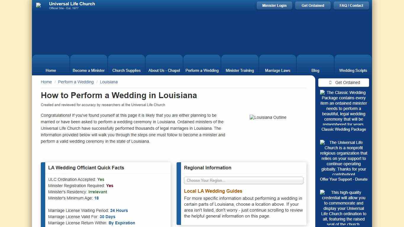 How to Perform a Wedding in Louisiana - Universal Life Church